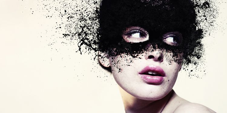 A woman with a black mask