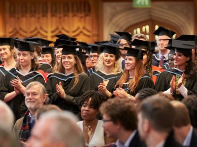 Students at the 2018 Graduation ceremony looking happy